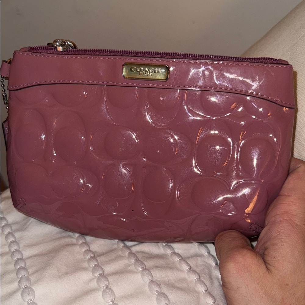 Coach Rose Patent Leather Wristlet